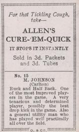 1933 Allen's League Footballers #15 Maurie Johnson Back
